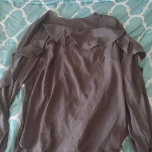 Olive green ruffled blouse